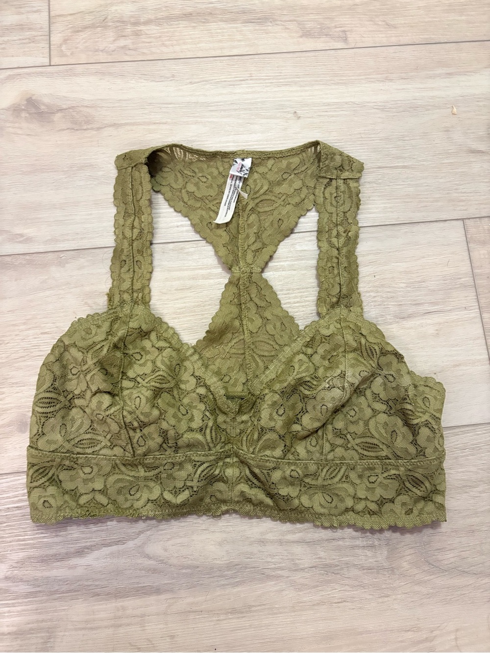 Free People Intimately Olive Green Lace Bralette Sz medium